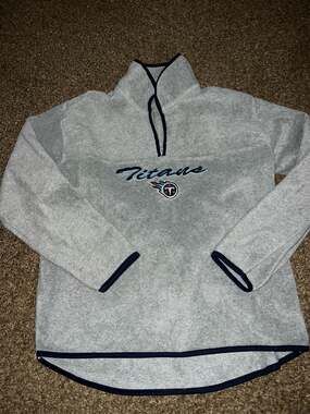 NFL For Her Tennessee Titans Vintage Embroidered Gray Fleece 1/4 Zip Pullover